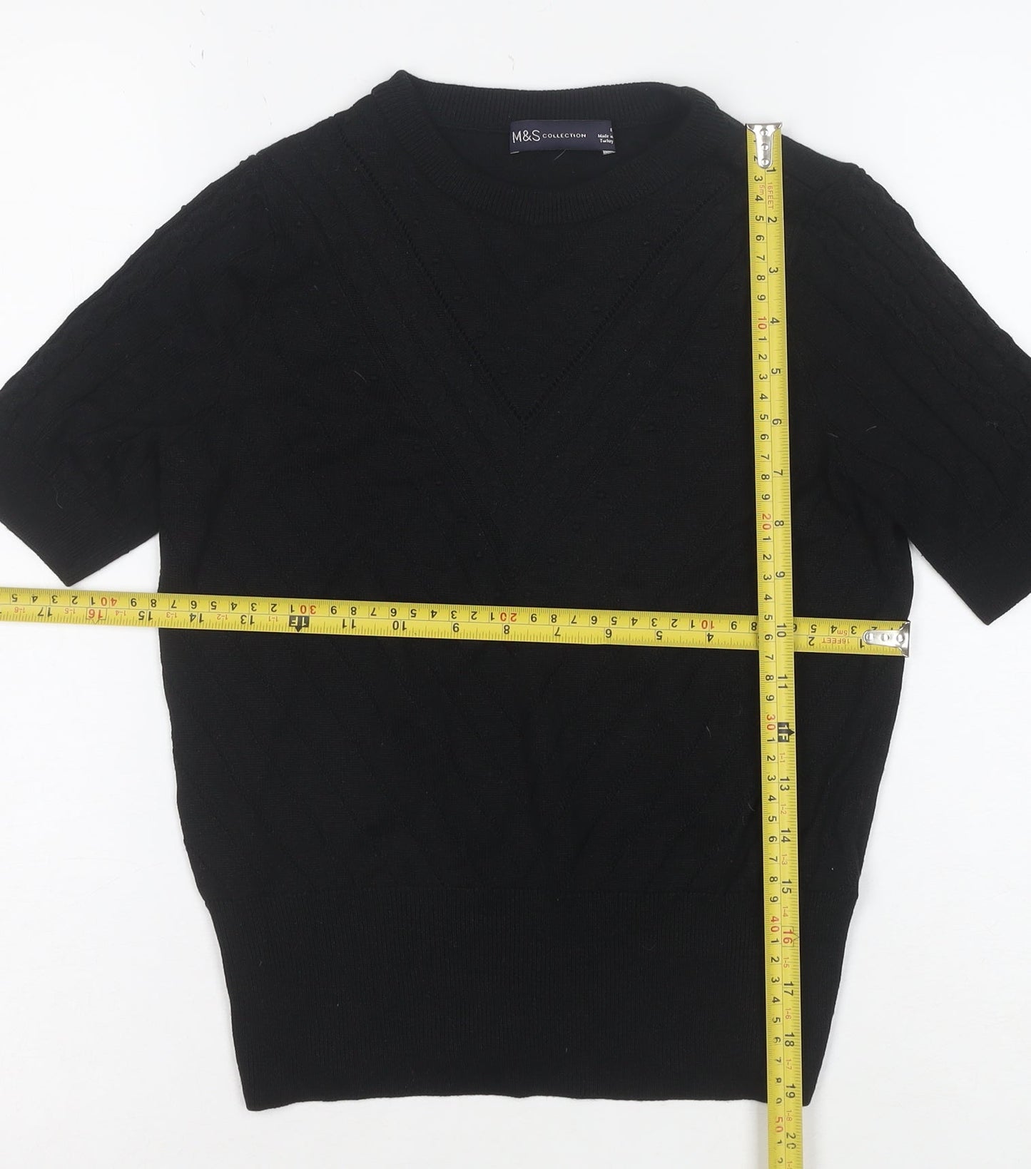 Marks and Spencer Women's Black Knit Short Sleeve Top Size 8