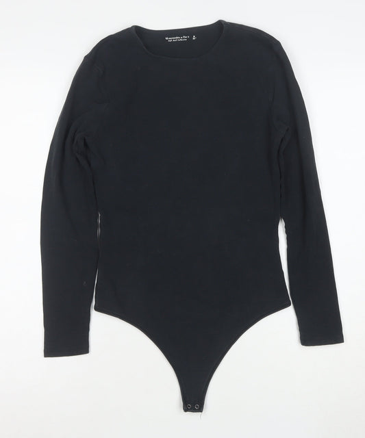 Abercrombie & Fitch Women Black Long Sleeve Bodysuit M Soft AF Collection