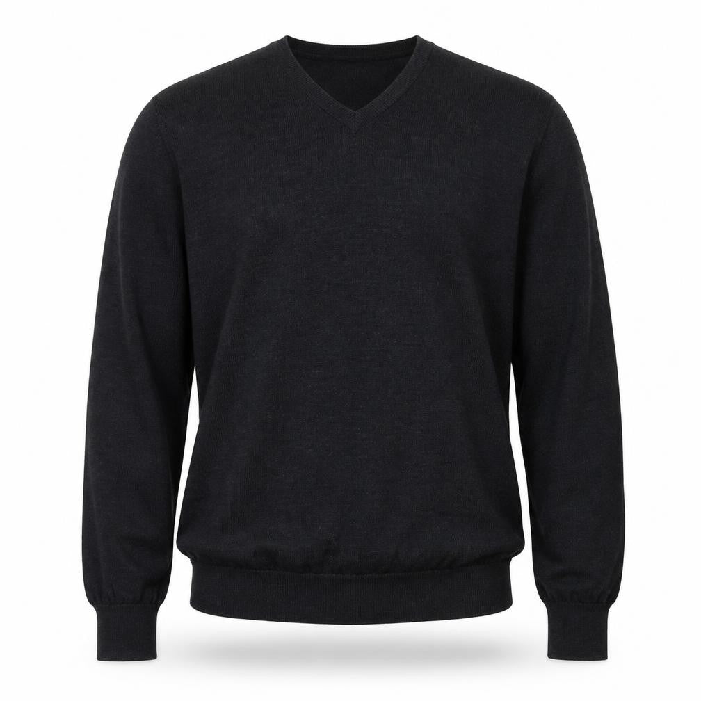 Jeff Banks Men's Grey Merino Wool V-Neck Jumper Large