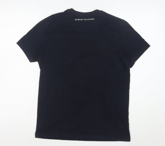 Armani Exchange Men's Black Cotton Crew Neck Short Sleeve T-Shirt Size S