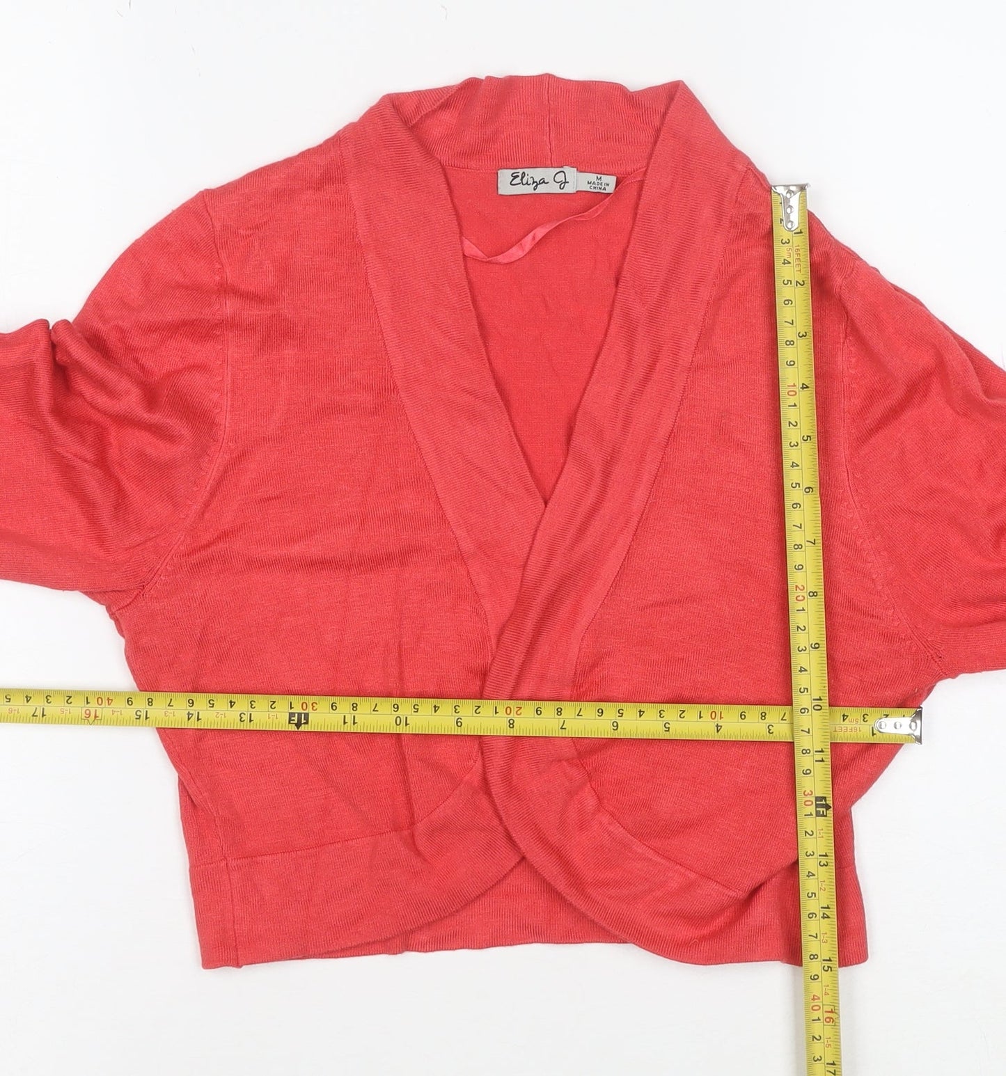 Eliza J Women's Red Knit V-Neck Long Sleeve Cardigan M