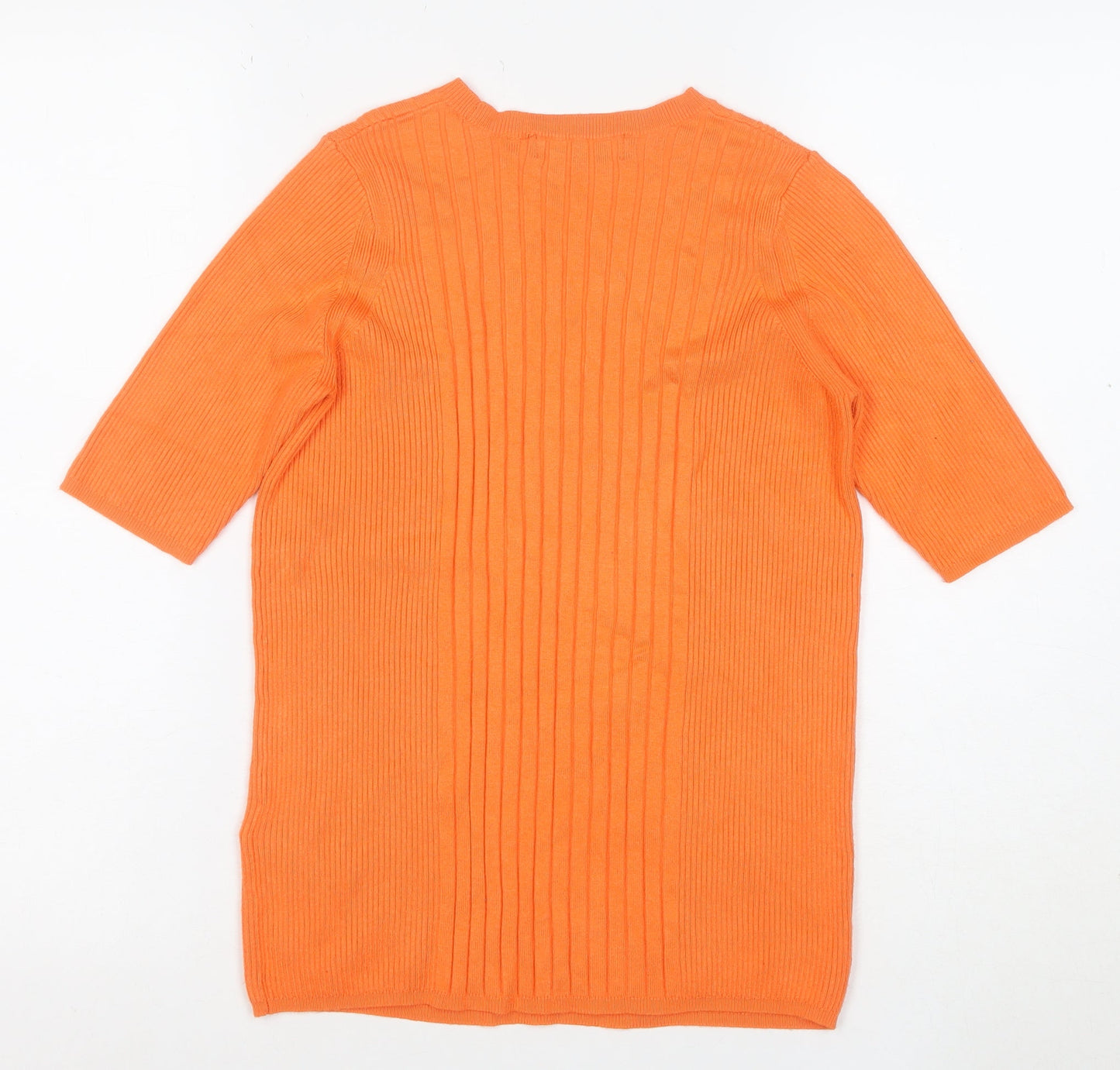 Marks and Spencer Women’s Orange Ribbed Knit 3/4 Sleeve Top Size M