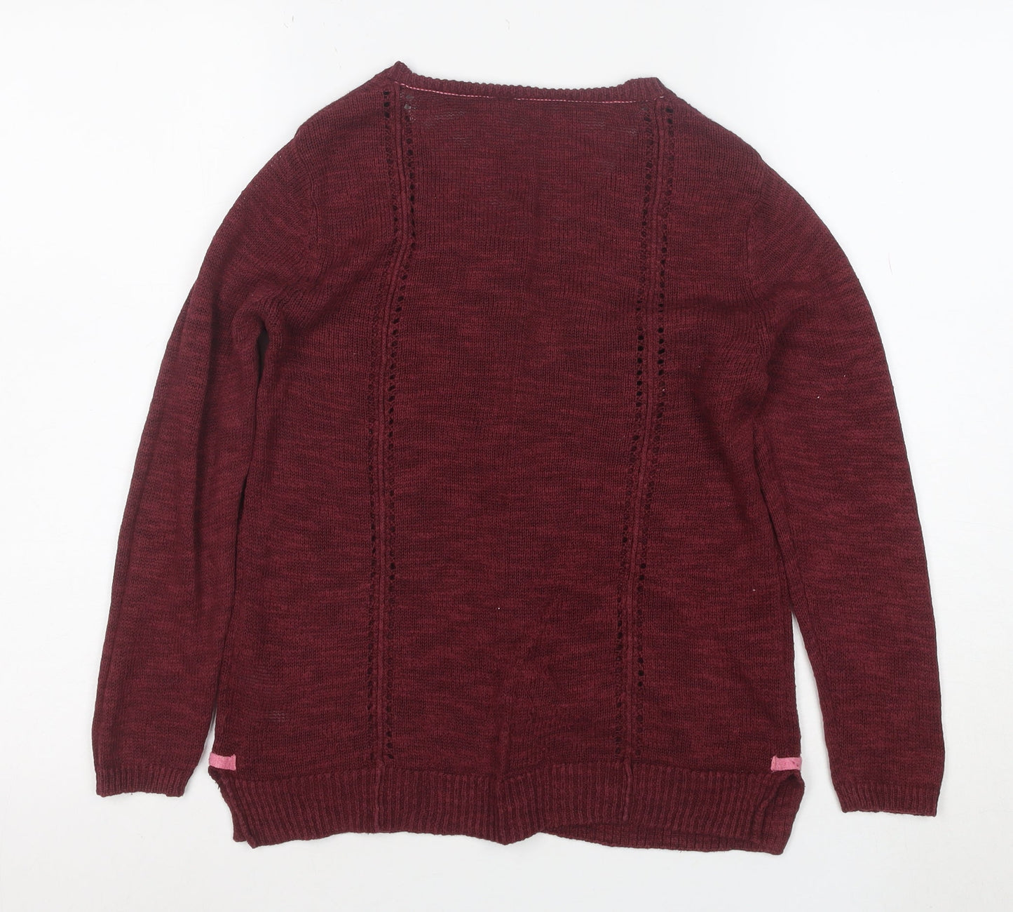 White Stuff Women's Red V-Neck Long Sleeve Cotton Cardigan Size 10