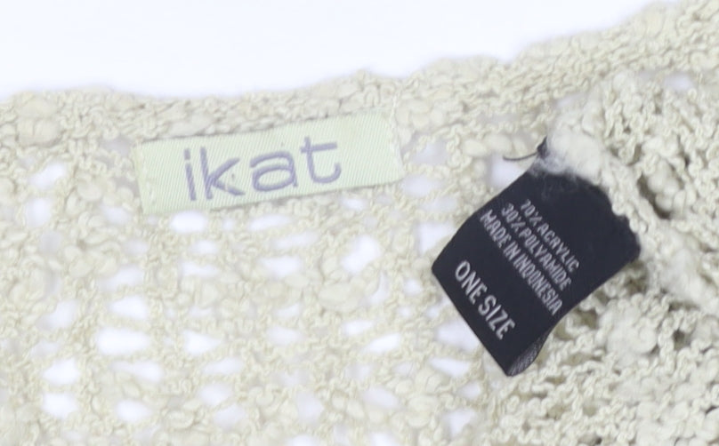ikat Women’s Beige Crochet Knit Cropped Top One Size