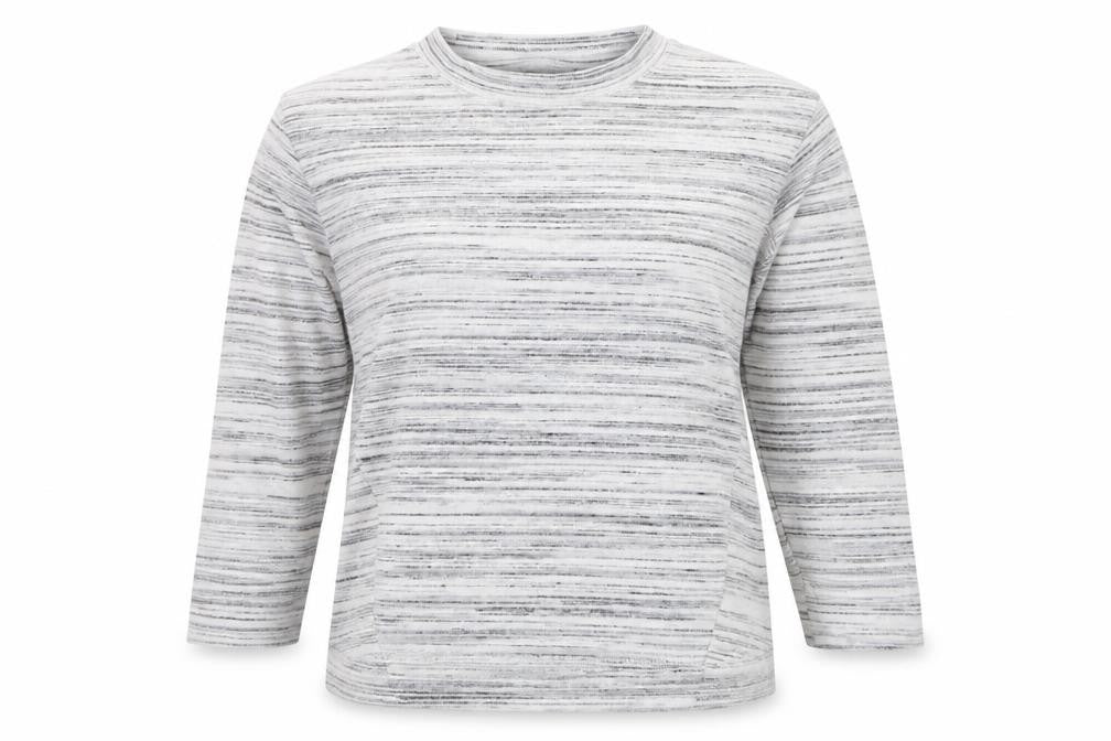Marks & Spencer Women’s Grey Striped Mock Neck T-Shirt Size 10