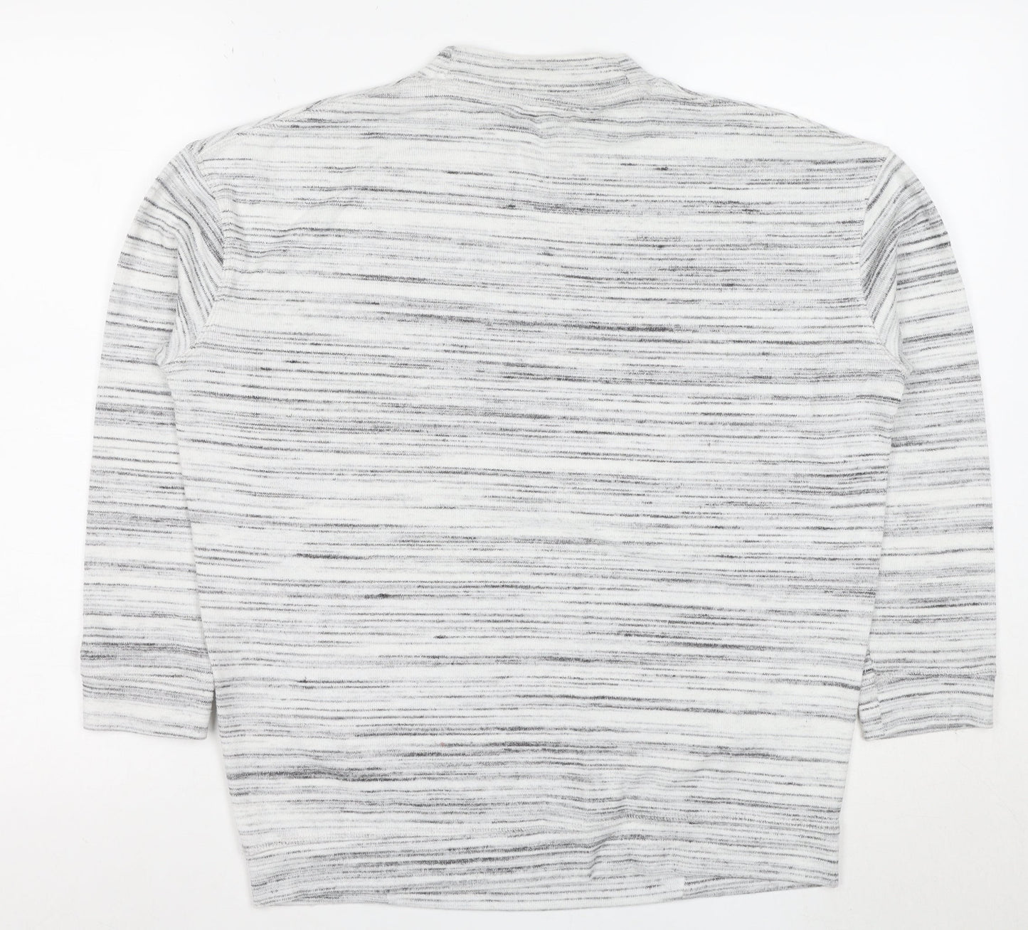 Marks and Spencer Women’s Grey Striped Mock Neck T-Shirt Size 10