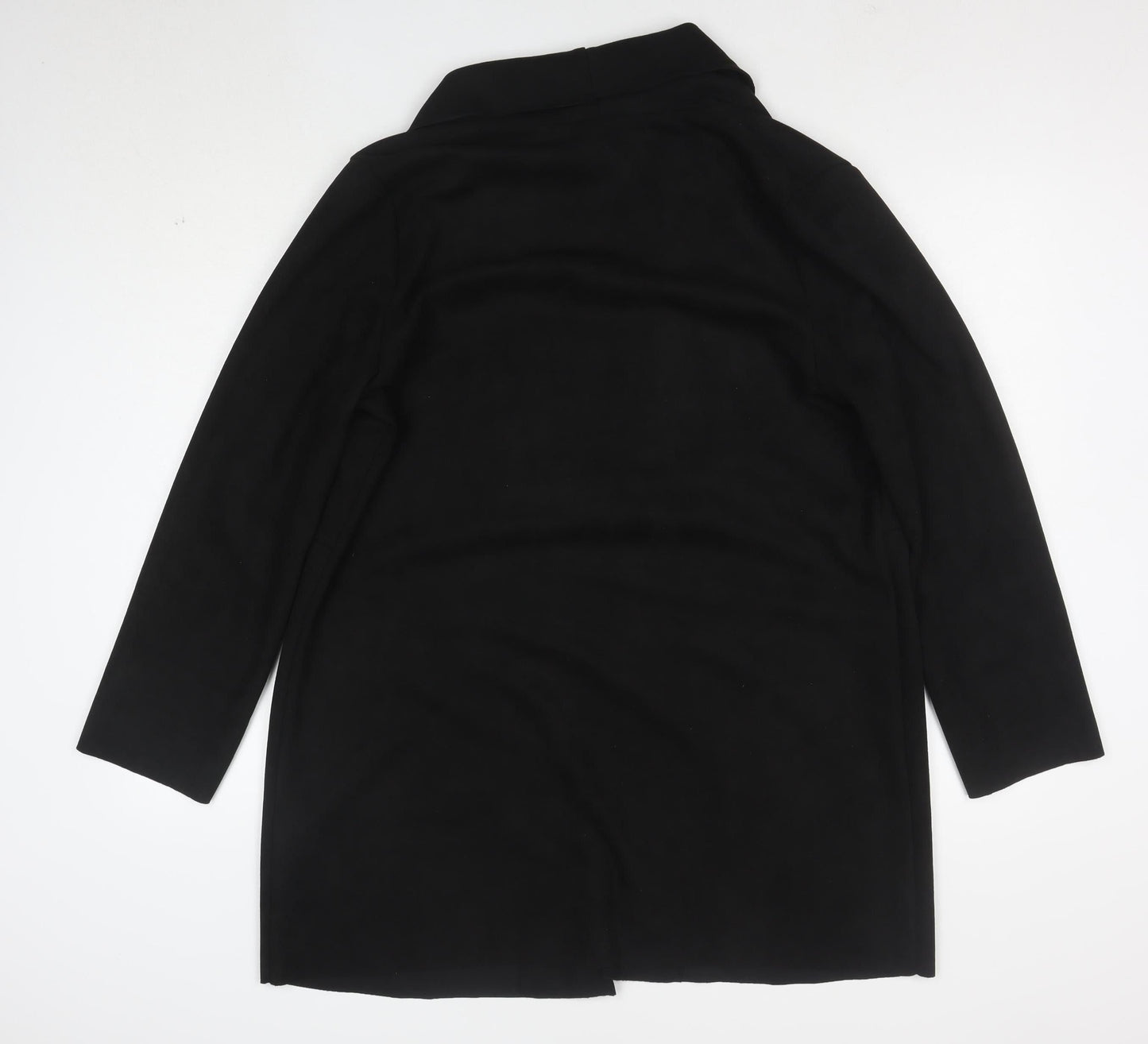 New Look Women's Black Coatigan Size 14 Mid-Length Open Front