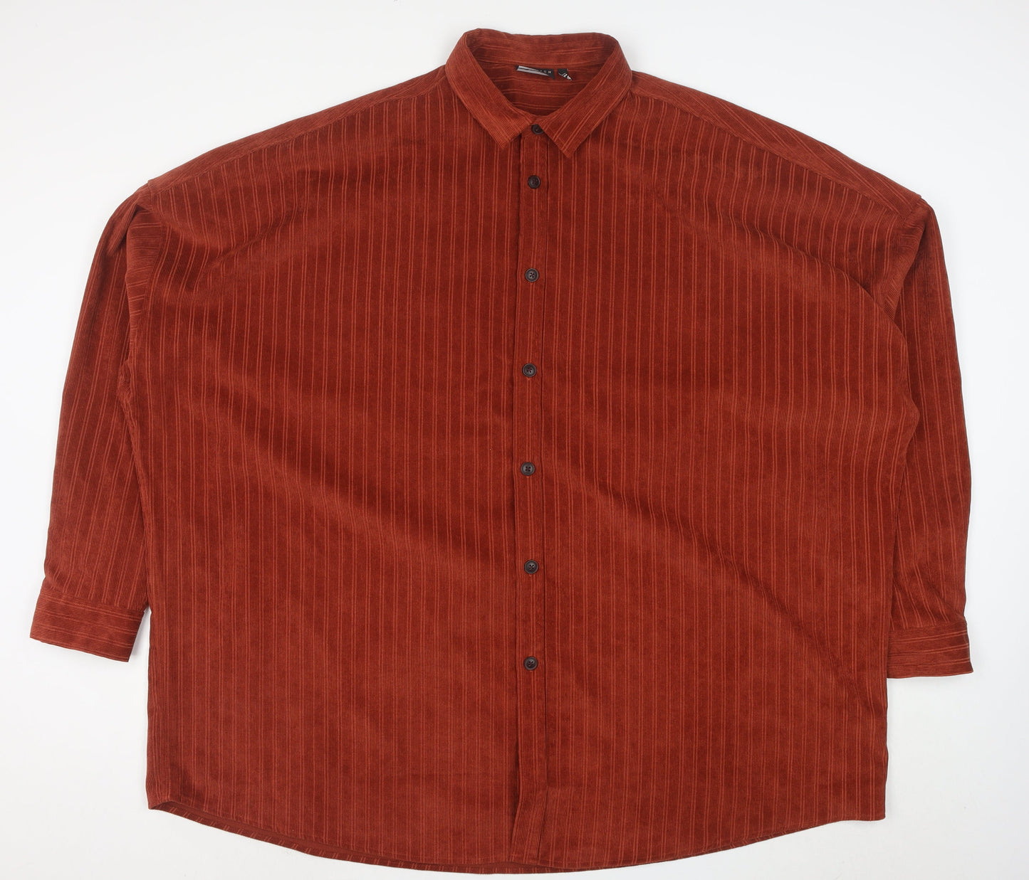 ASOS Men’s Brown Corduroy Striped Button-Up Shirt 2XL Relaxed Fit