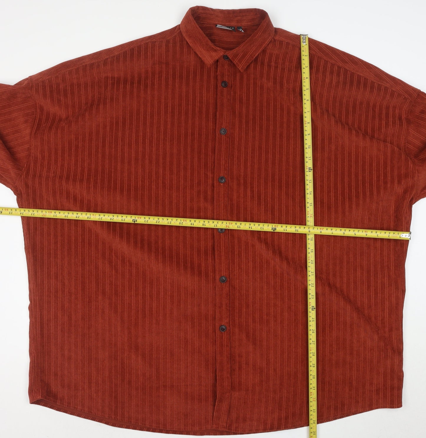 ASOS Men’s Brown Corduroy Striped Button-Up Shirt 2XL Relaxed Fit