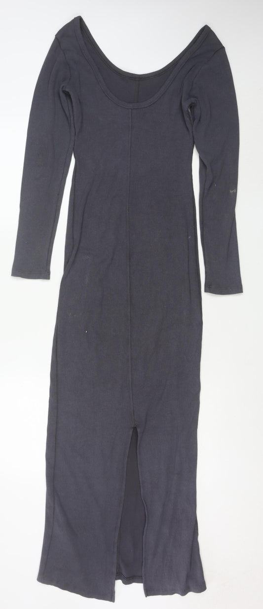 ASOS DESIGN Women Grey Size 10 Long Sleeve Bodycon Dress