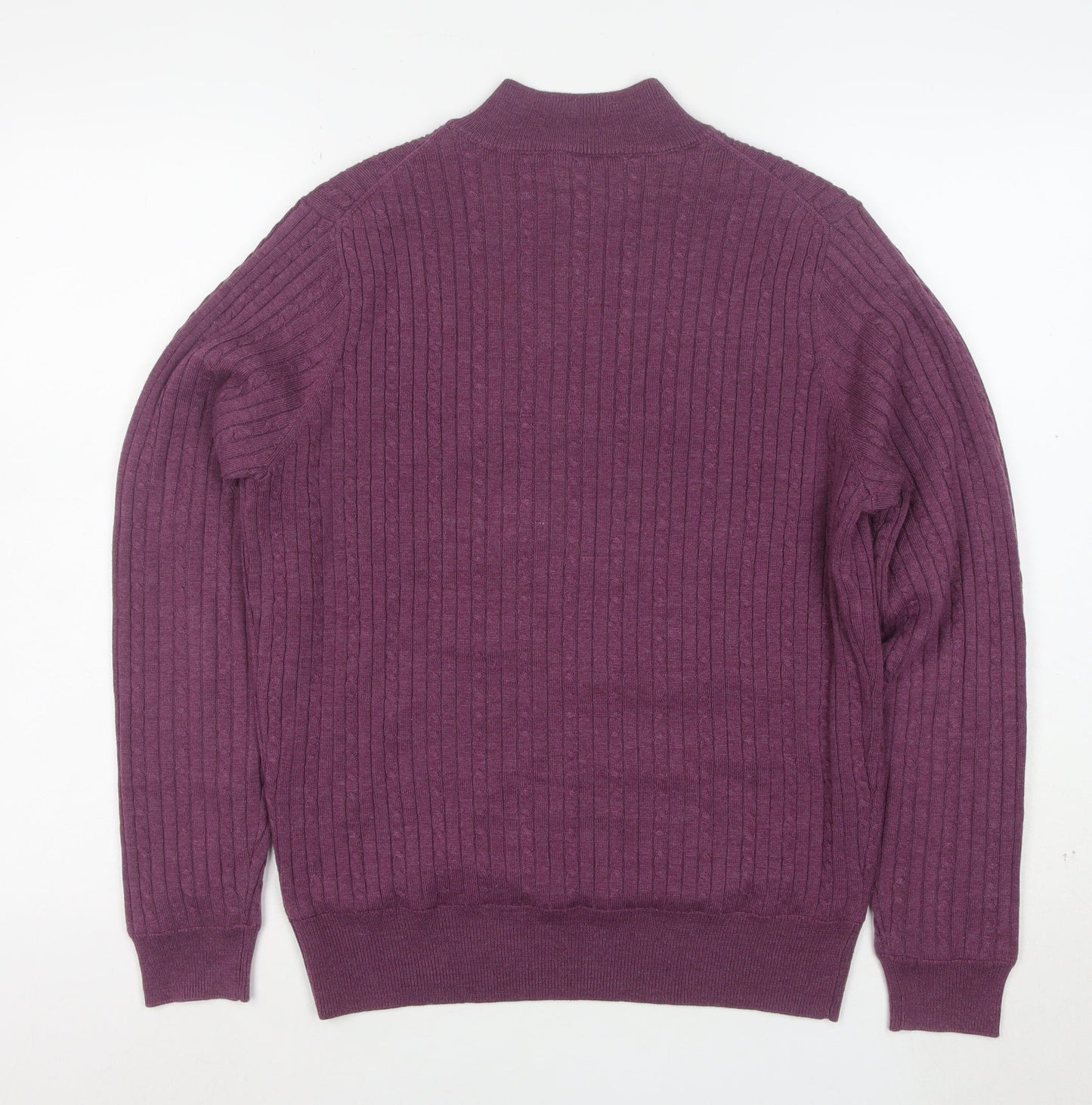 Palm Grove Women's Purple Size 12 1/2 Zip Ribbed Knit Jumper