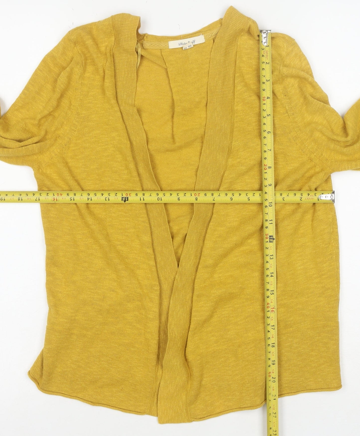 White Stuff Women Yellow Cotton Linen Cardigan UK 10 Classic Fit