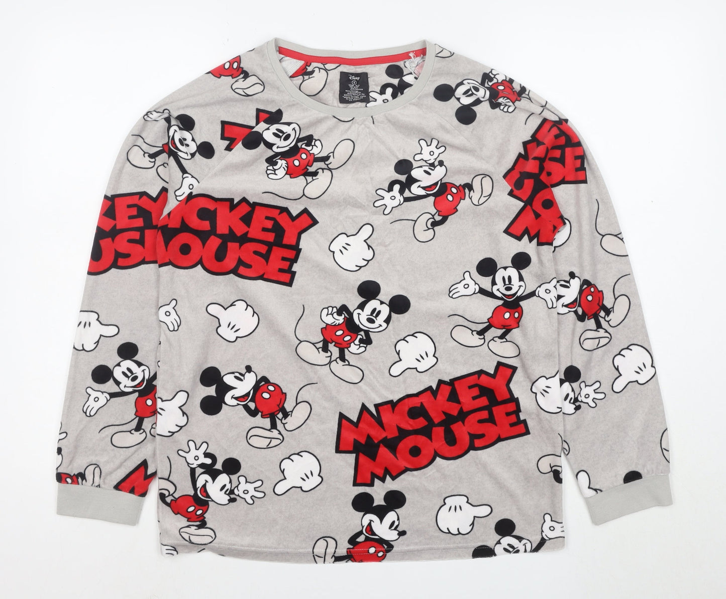 Disney Women's Grey Mickey Mouse Long Sleeve Fleece Nightshirt S