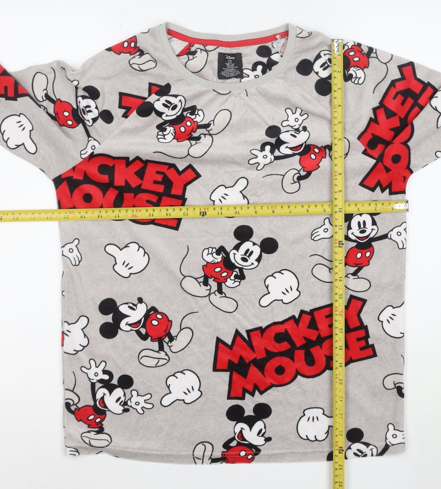 Disney Women's Grey Mickey Mouse Long Sleeve Fleece Nightshirt S