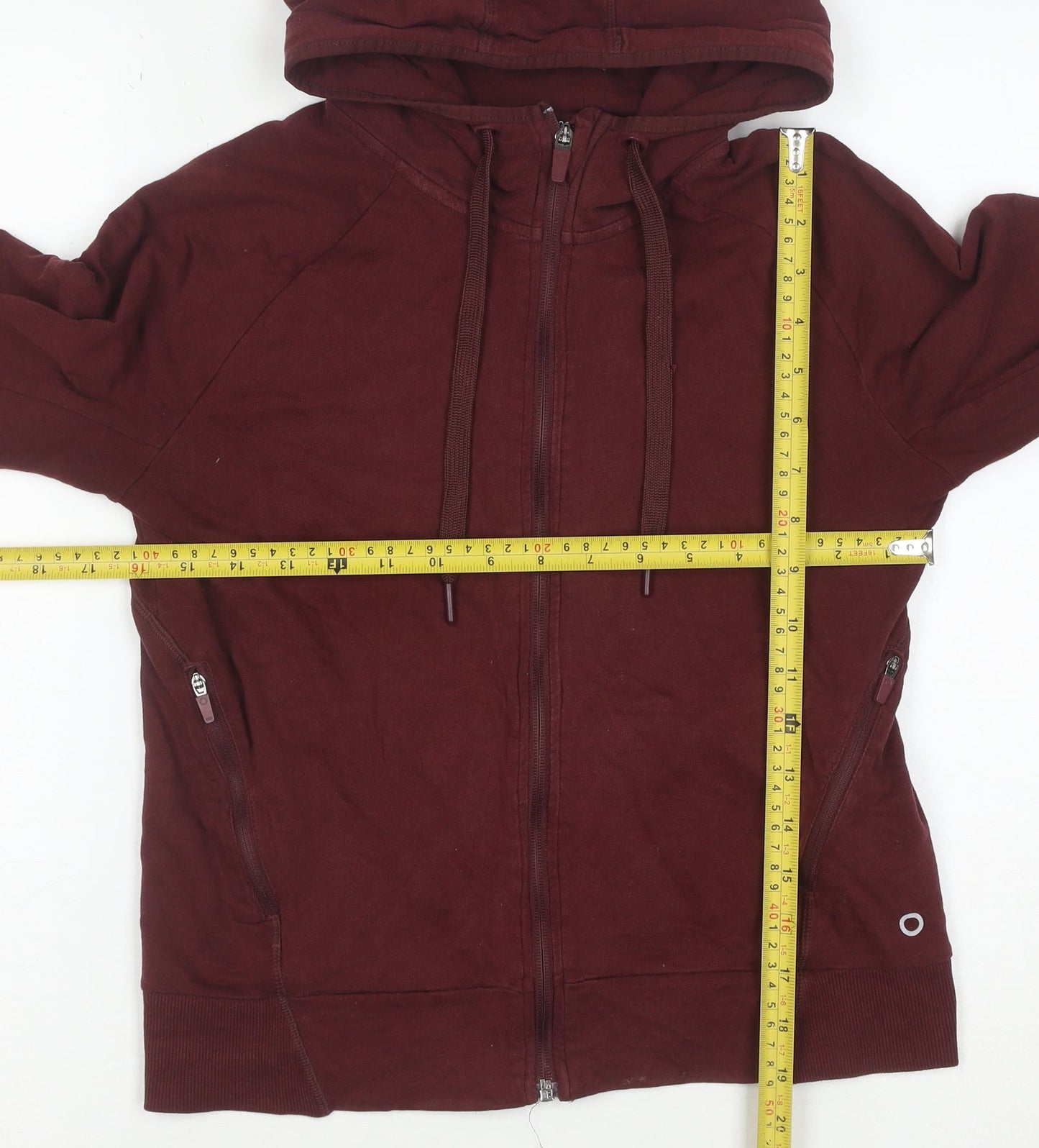 Goodmove Womens Burgundy Full Zip Hoodie Size 6 Cotton Blend