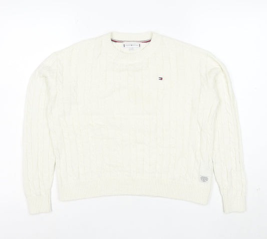Tommy Hilfiger Girls Ivory Cable Knit Wool Blend Jumper Size 164