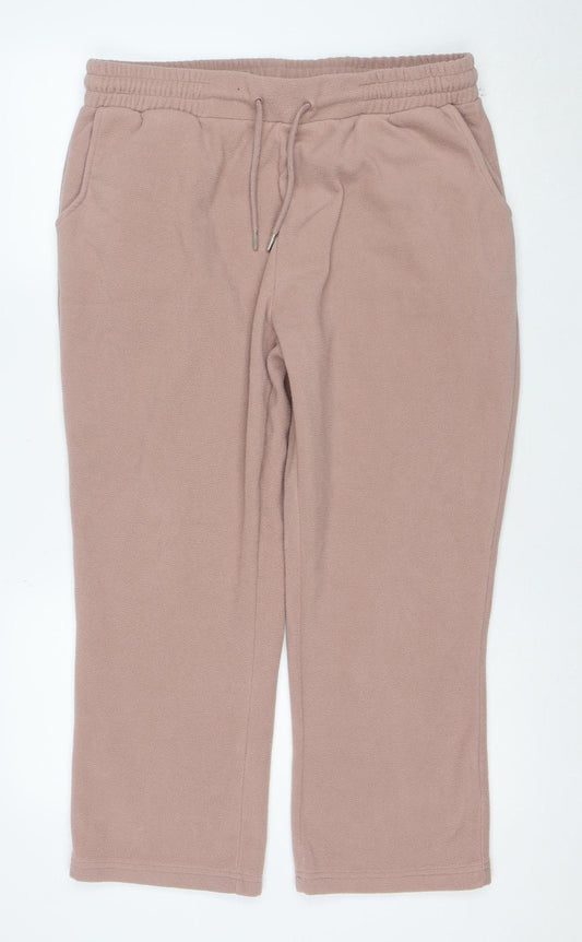 Damart Women Beige Fleece Sweatpants L UK 18/20 Elastic Waist Winter