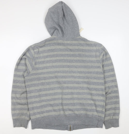 Billabong Men's Grey Striped Full Zip Hoodie Size S