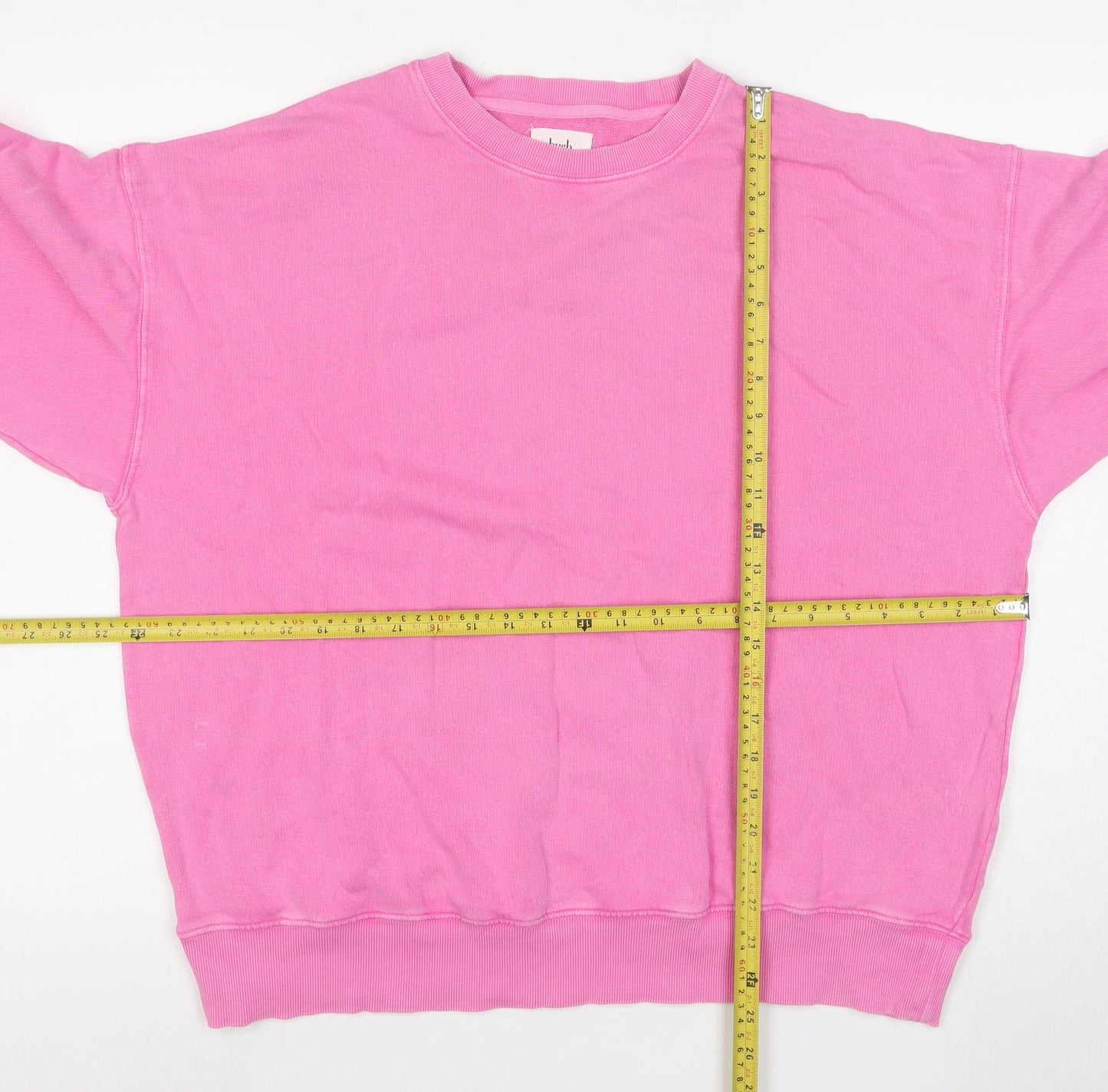 Hush Women's Pink Cotton Crew Neck Pullover Sweatshirt Size S