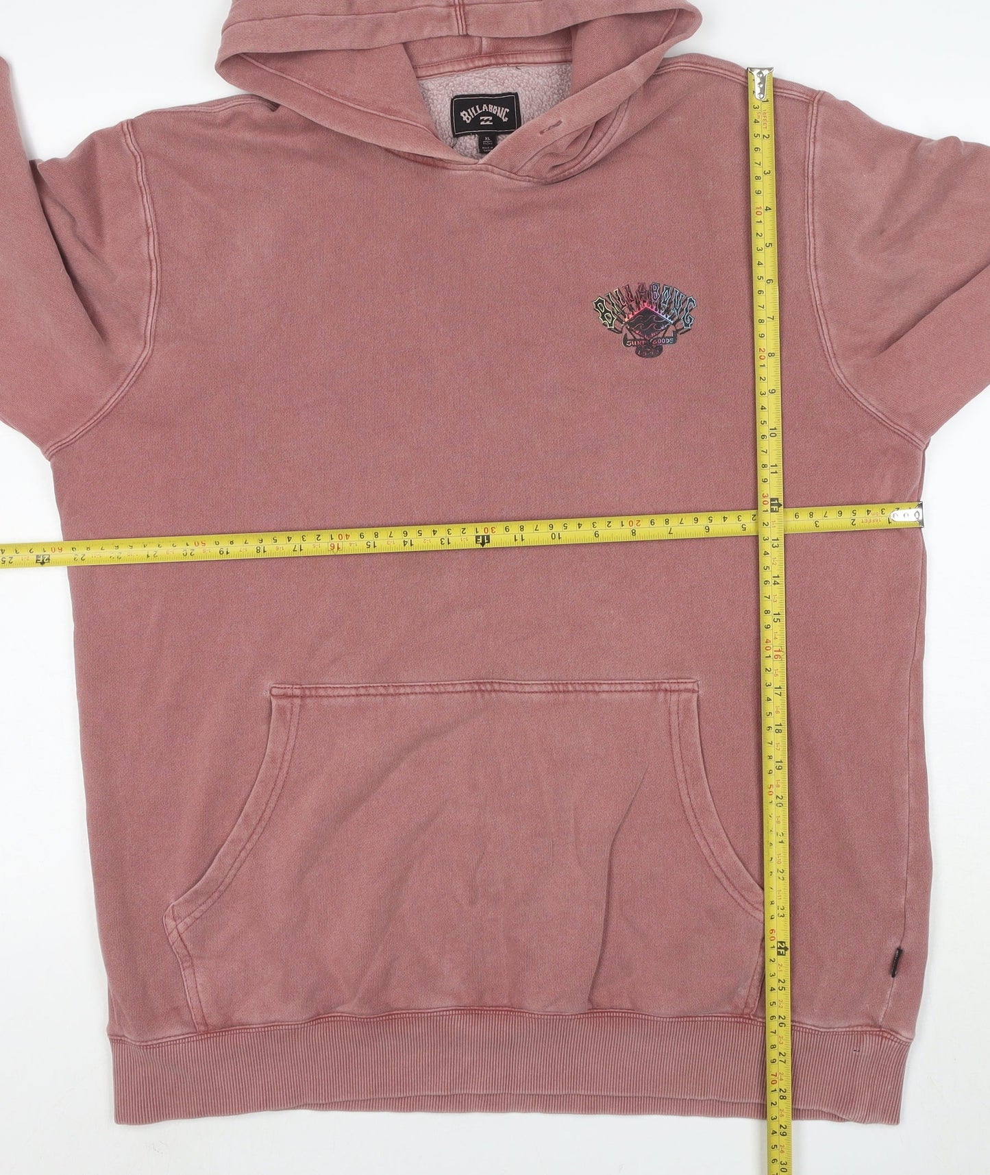 Billabong Women's Pink Pullover Hoodie XL Cotton Blend Surf Graphic