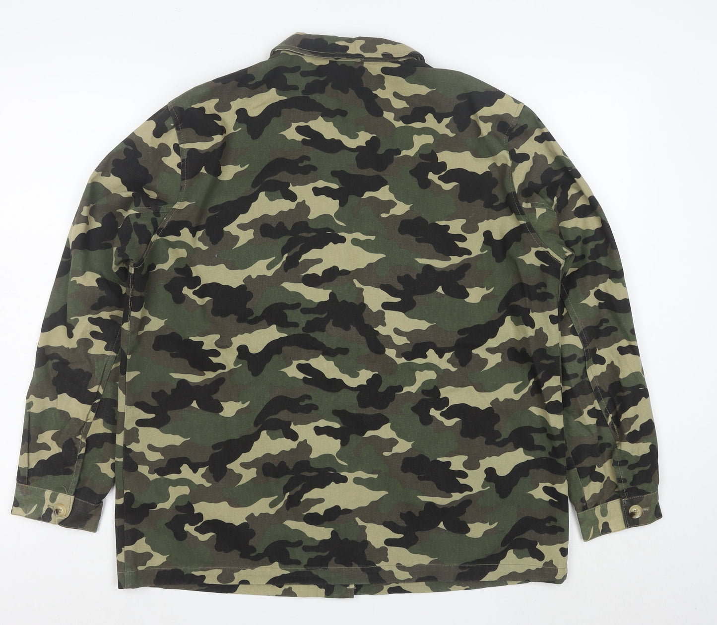 New Look Women Green Camo Military Jacket Size 14 Cotton