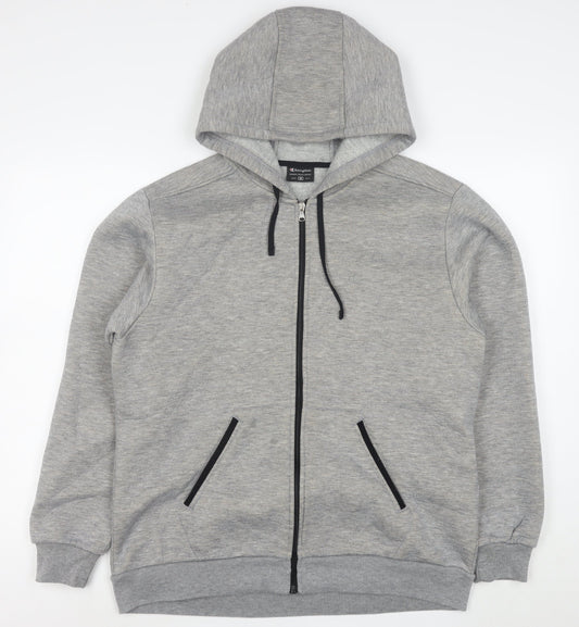 Champion Men's Grey Full Zip Hoodie Size M Fleece Lined