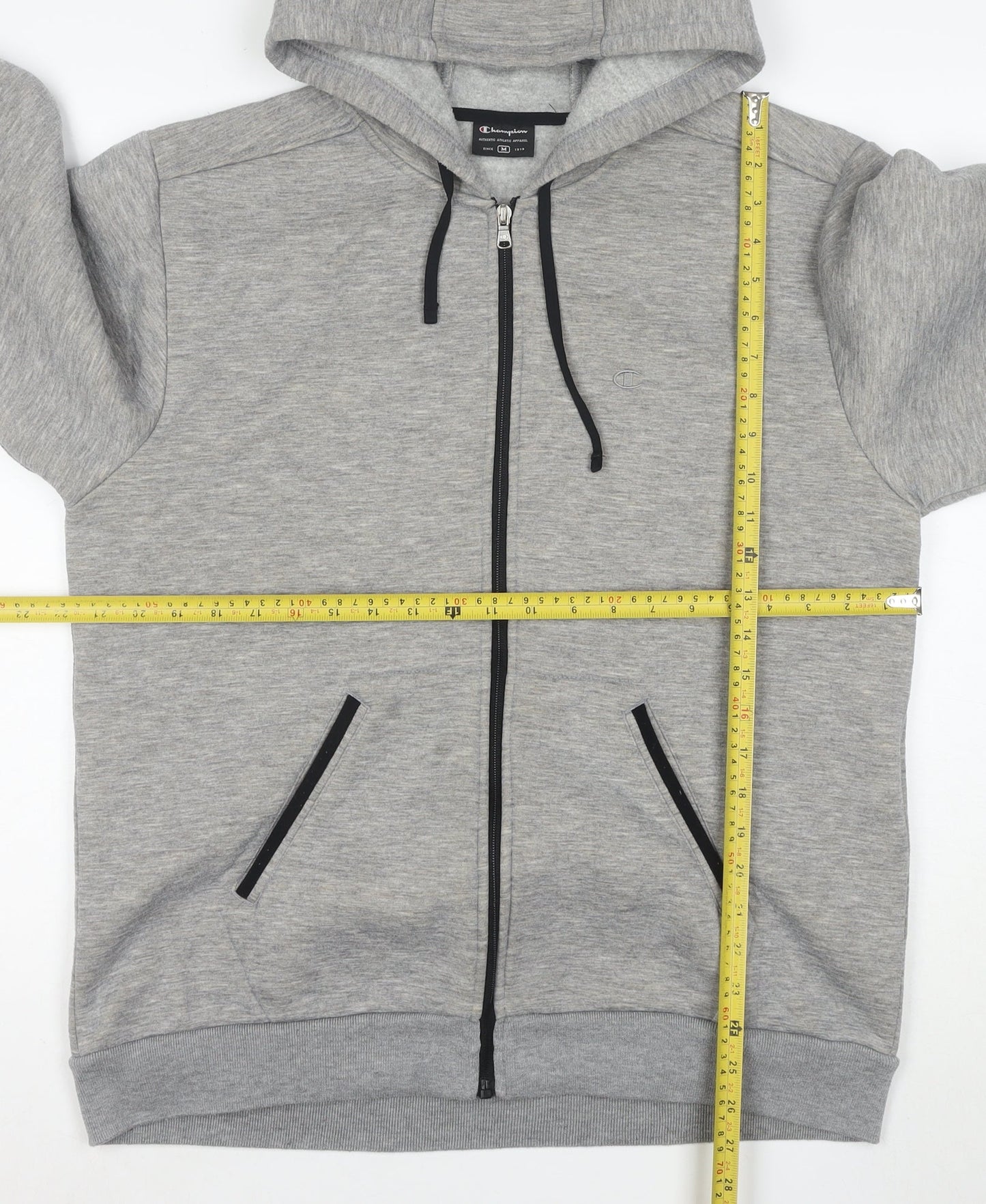 Champion Men's Grey Full Zip Hoodie Size M Fleece Lined