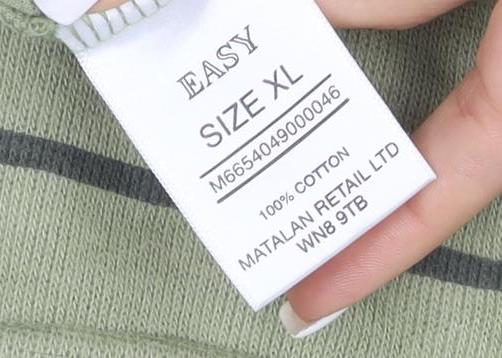 Easy Mens Green Striped Cotton Pullover Jumper XL