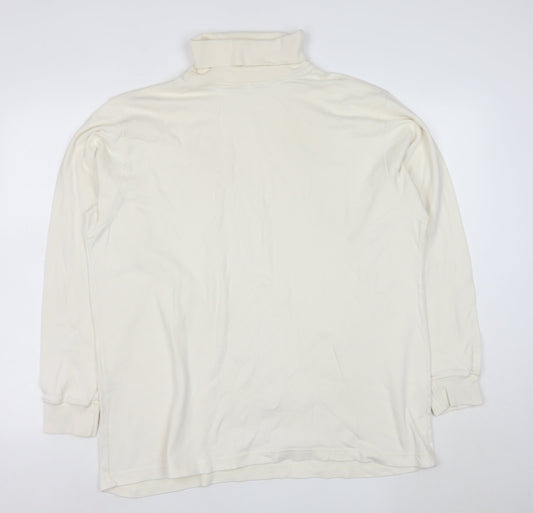 Lyle & Scott Men's Ivory Roll Neck Cotton Pullover Sweatshirt XL