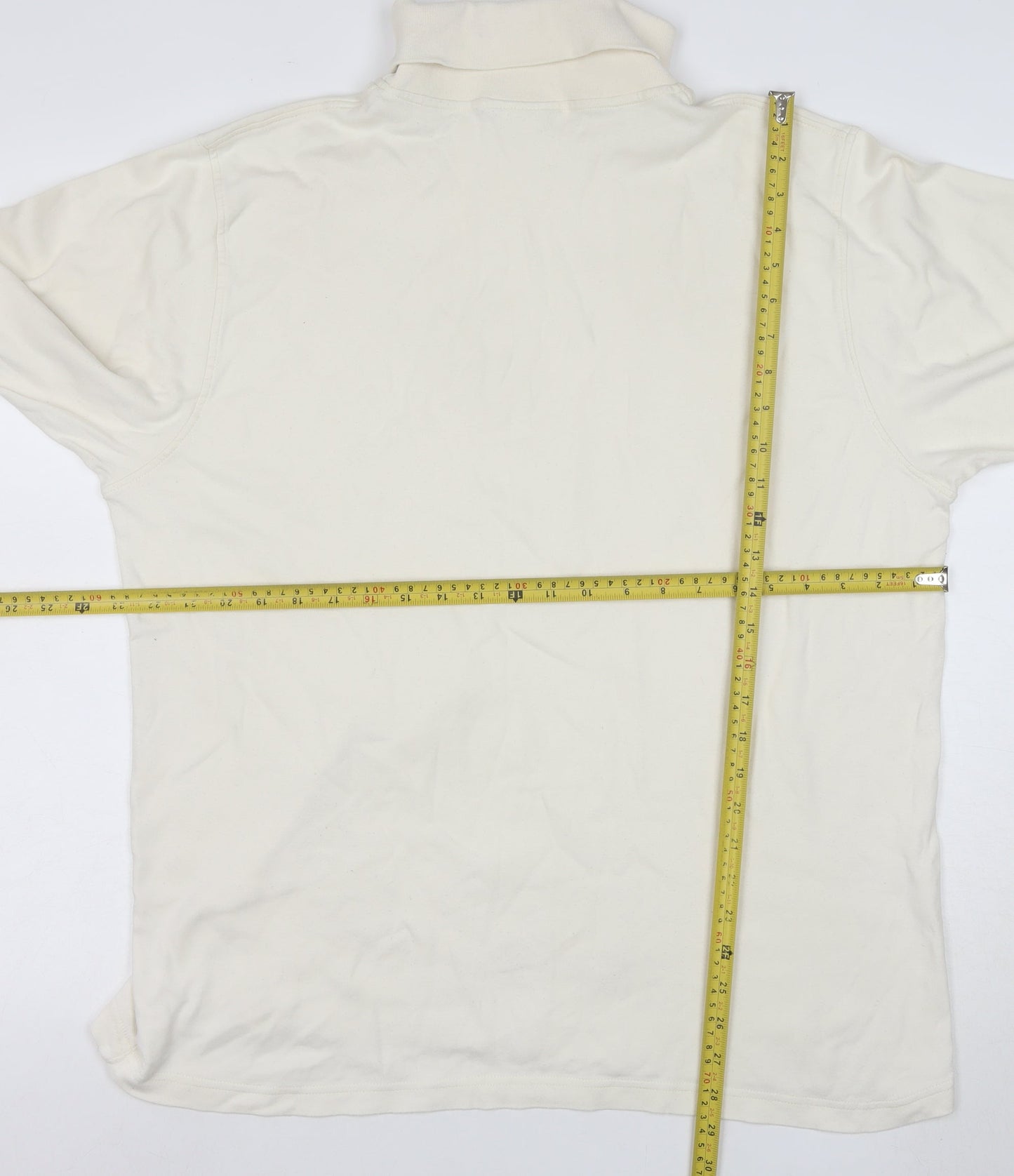 Lyle & Scott Men's Ivory Roll Neck Cotton Pullover Sweatshirt XL