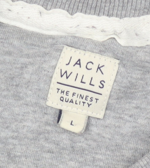 Jack Wills Men’s Grey Logo Pullover Sweatshirt L Regular Fit
