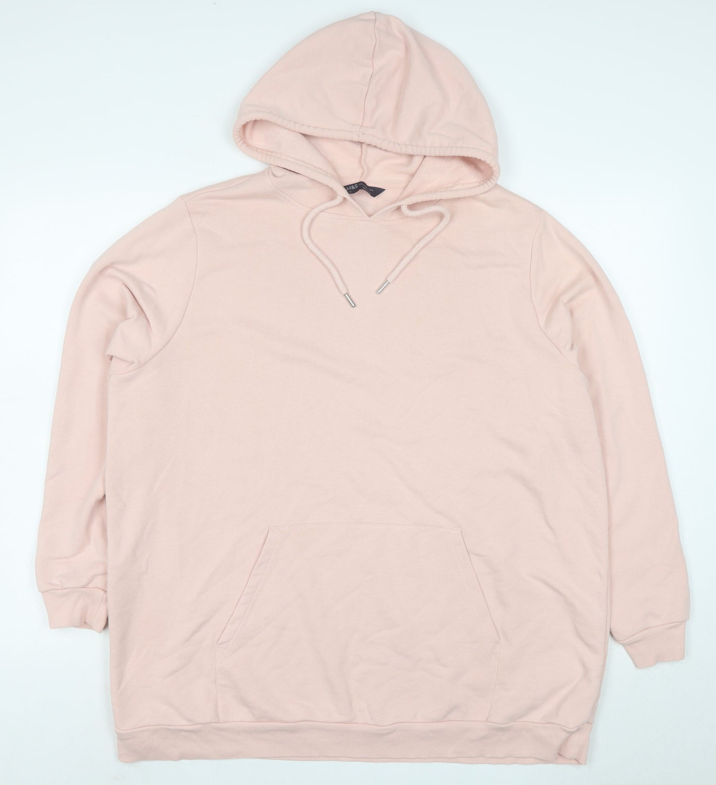 Marks and Spencer Women's Pink Pullover Hoodie Size 22 Cotton Blend