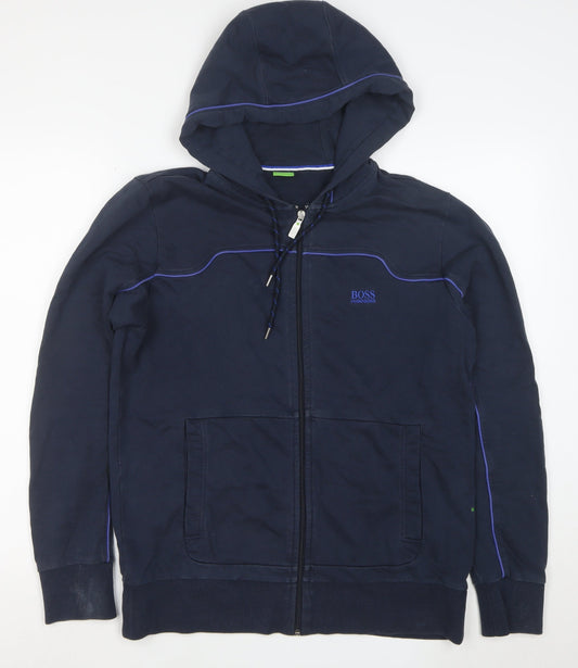 Hugo Boss Men's Blue M Full Zip Cotton Hoodie Sweatshirt