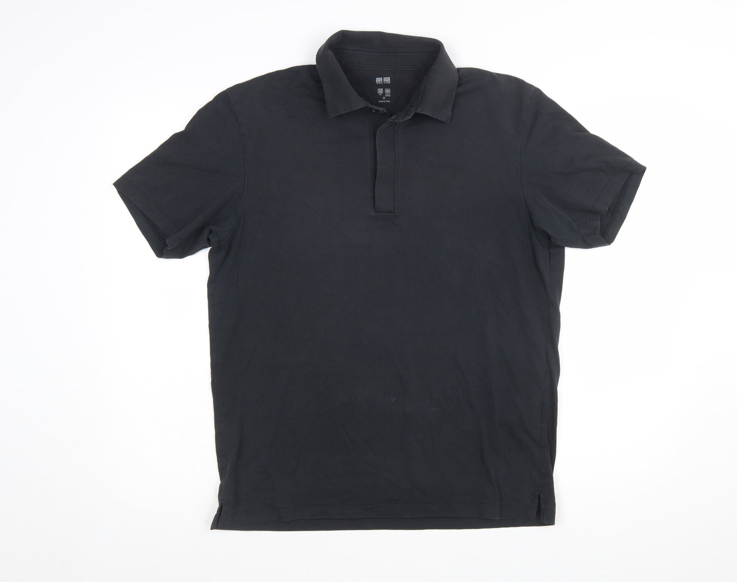Uniqlo Men Black M AIRism Short Sleeve Polo Shirt