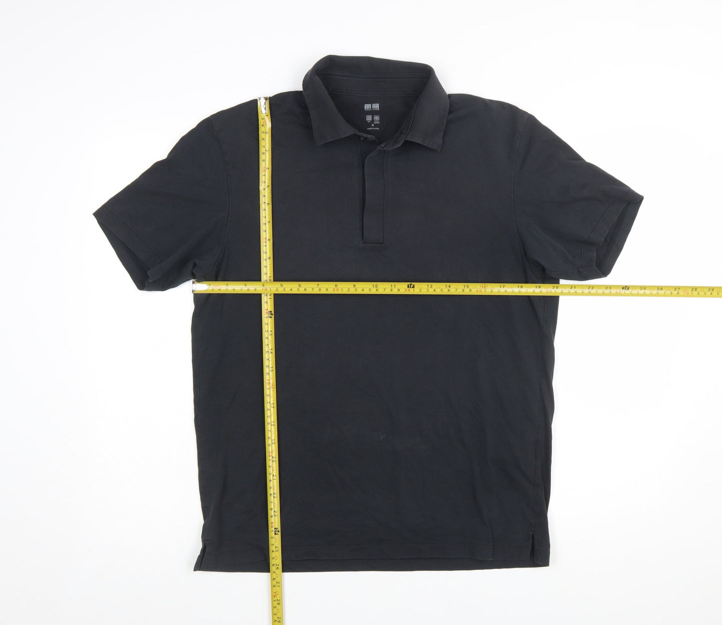 Uniqlo Men Black M AIRism Short Sleeve Polo Shirt