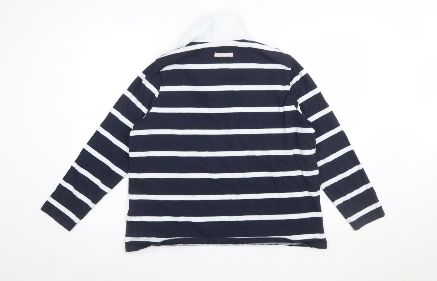 Marks and Spencer Women’s Blue Striped Cotton Long Sleeve Rugby Shirt Size 18