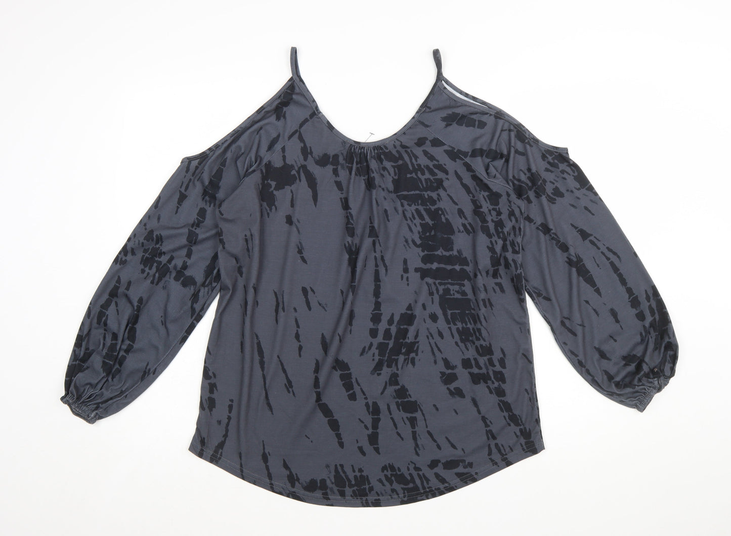 Yoins Women's Grey Cold Shoulder Long Sleeve Blouse Size L