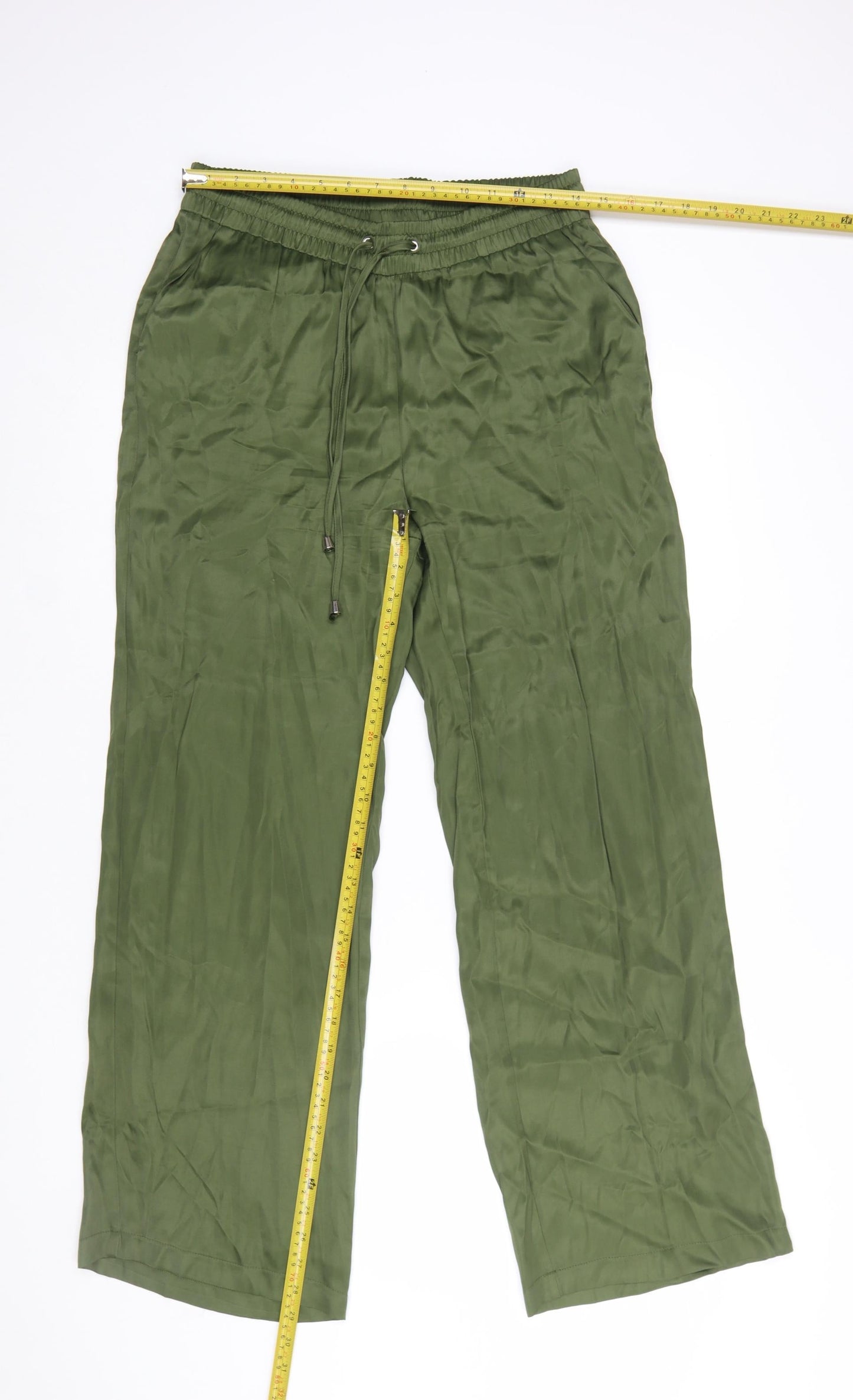 Next Women's Green Wide-Leg Viscose Trousers Size 10R