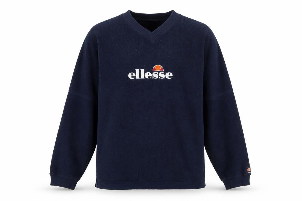 Ellesse Men's Blue Fleece Pullover Sweatshirt L Retro Sportswear