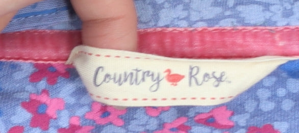 Country Rose Women's Blue Pink Floral Full Zip Hoodie XL