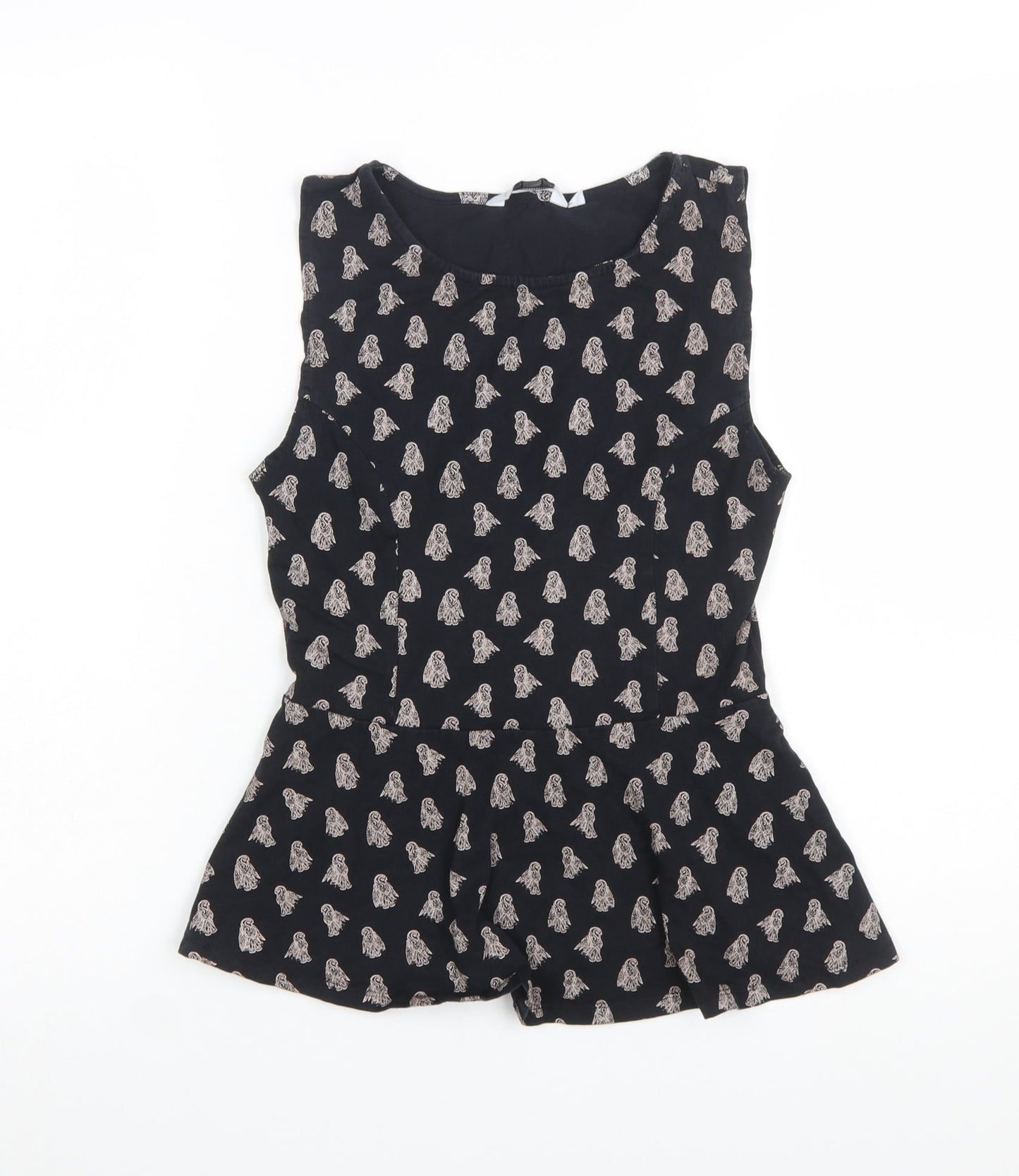 New Look Women's Black Peplum Blouse Size 10 Sleeveless Lightweight Top
