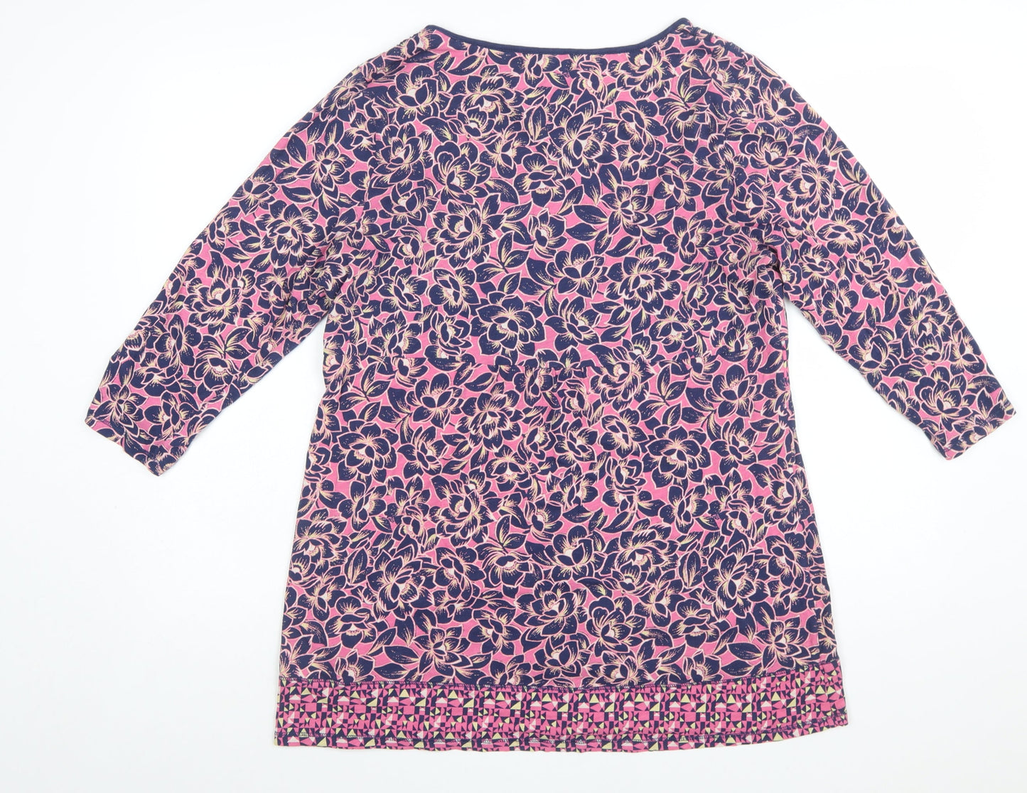 Marks and Spencer Per Una Pink Floral Cotton Women's Tunic Top Size 16