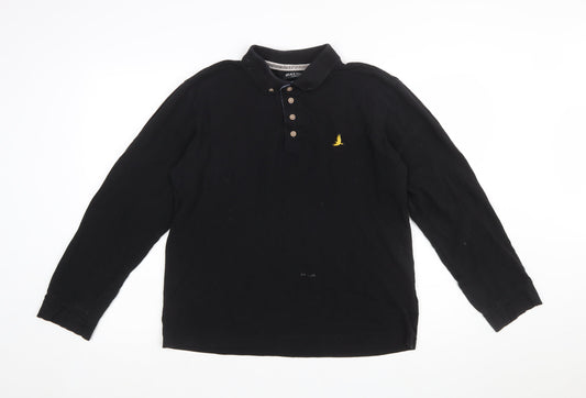 Brave Soul London Men's Black Long Sleeve Cotton Polo L