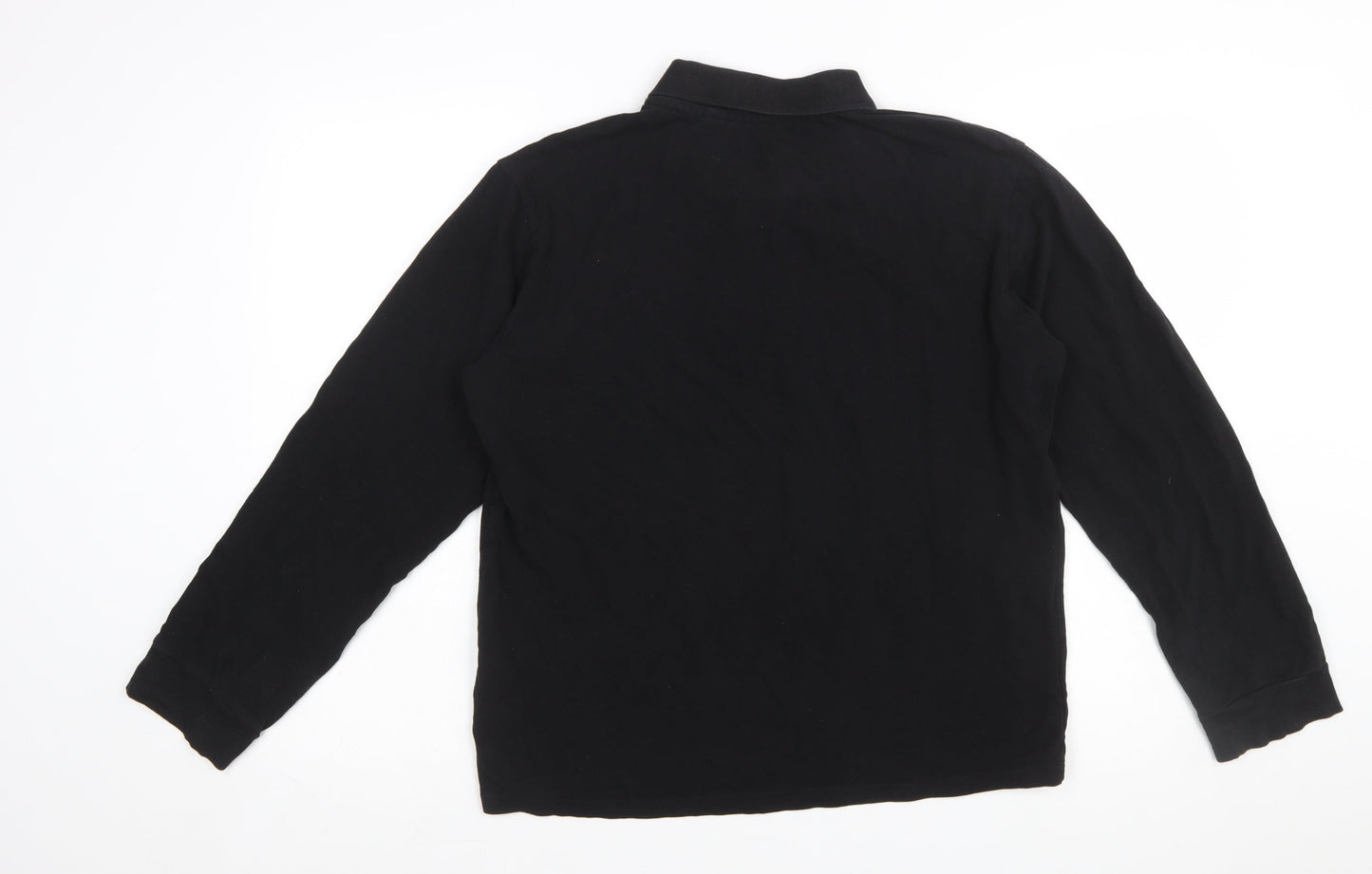 Brave Soul London Men's Black Long Sleeve Cotton Polo L