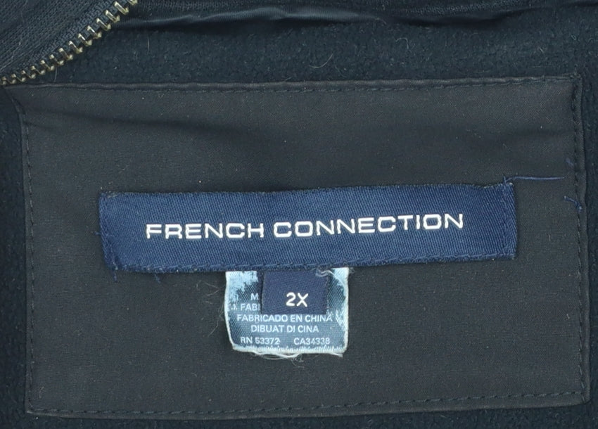 French Connection Women's Black 2XL Hooded Full Zip Parka Jacket