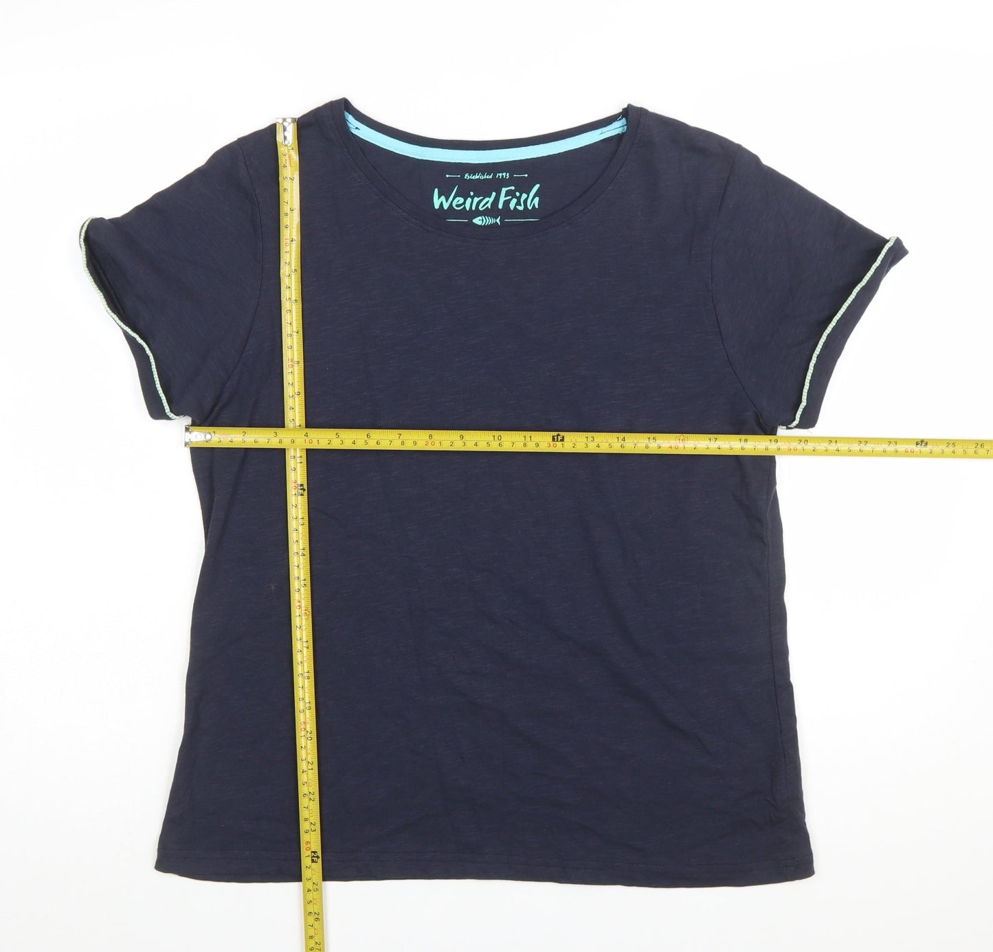 Weird Fish Women's Blue Cotton Short Sleeve T-Shirt Size 16