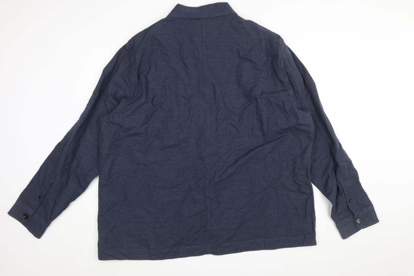 Marks and Spencer Men's Blue 3XL Linen Cotton Long Sleeve Overshirt