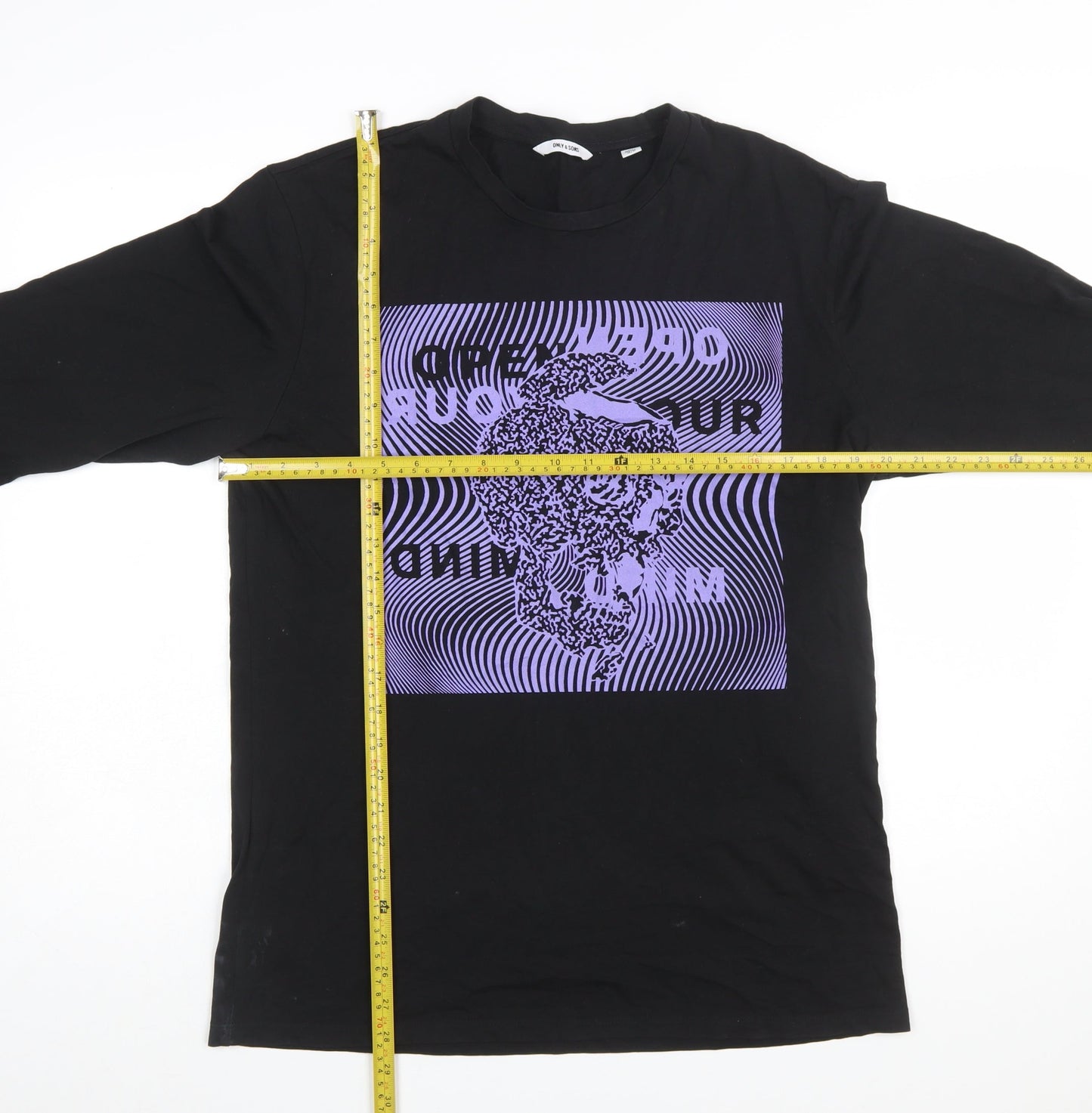 ONLY & SONS Men’s Black Skull Graphic Long Sleeve T-Shirt M
