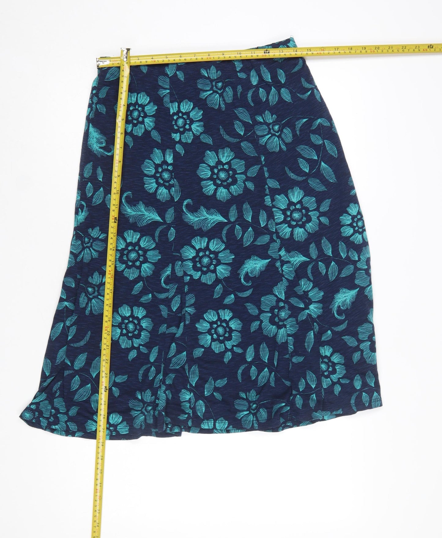 Spirit Women Blue Floral A-Line Midi Skirt Size 10