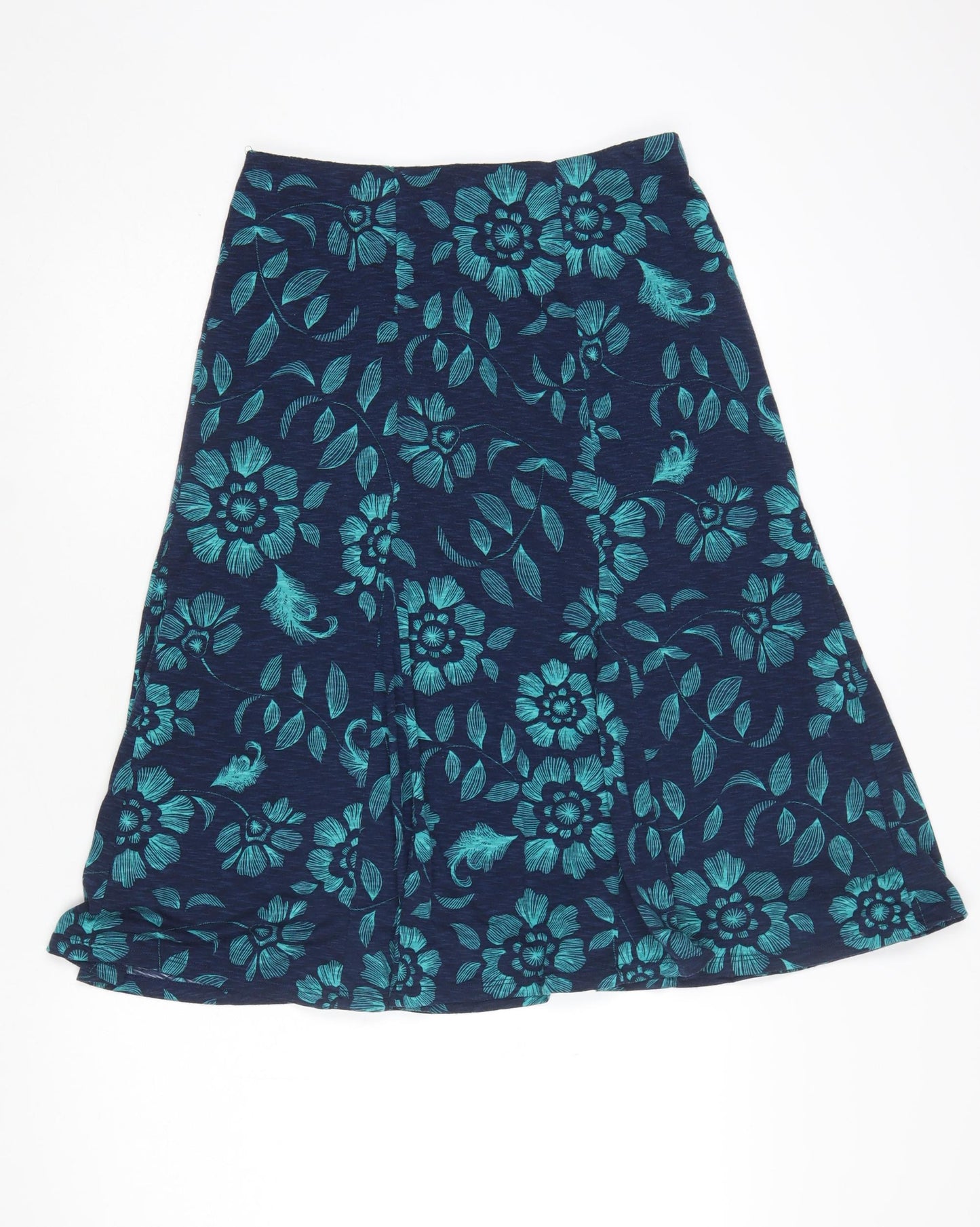 Spirit Women Blue Floral A-Line Midi Skirt Size 10